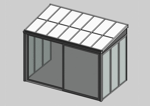 Solar greenhouse with sliding door panel blind - bim
